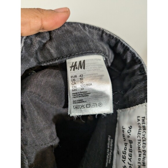 H&M Women 90's Baggy High Rise Balloon Jeans Black Sz 10 Lagenlook Normcore‎ - Picture 5 of 8